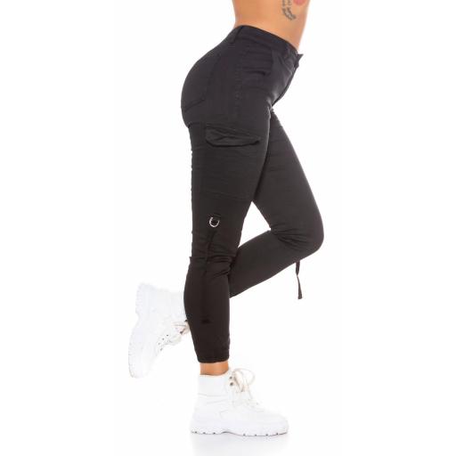 Jeans cargo cintura alta negro [5]