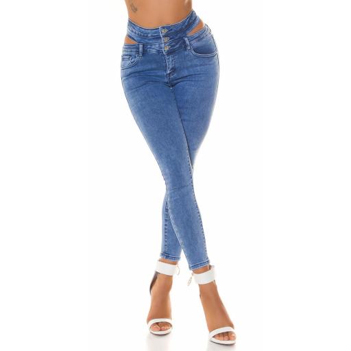 Jeans cintura alta con aberturas azul [2]