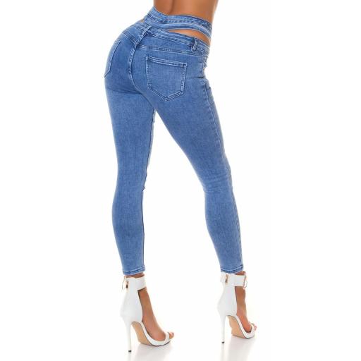 Jeans cintura alta con aberturas azul [1]
