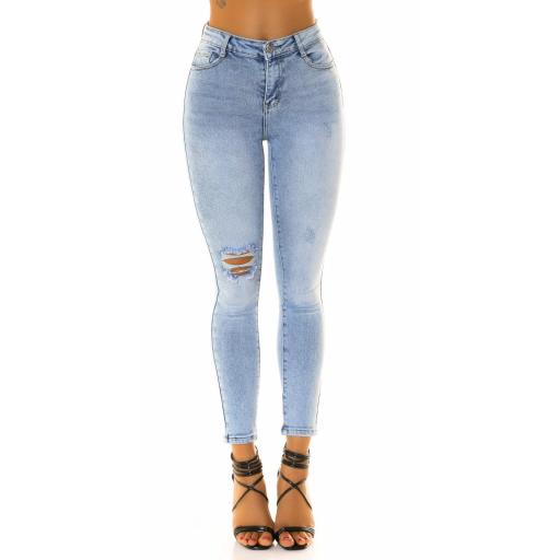 Jeans cintura alta con rodilla rota azul [4]