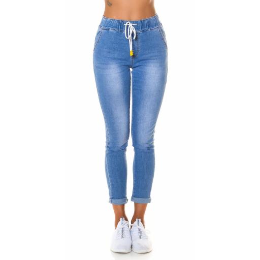 Jeans cintrura alta con cordón  [1]