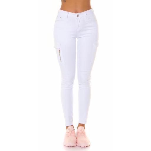 Jeans cintura alta estilo Cargo blanco [2]