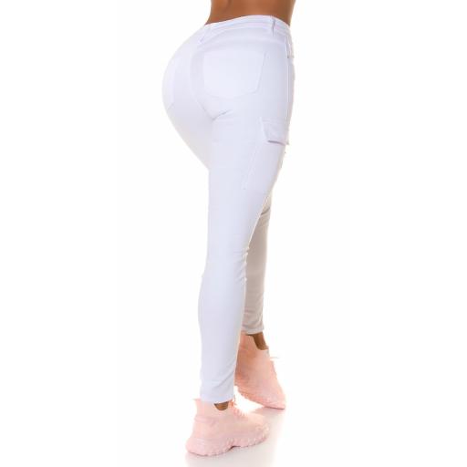 Jeans cintura alta estilo Cargo blanco [1]