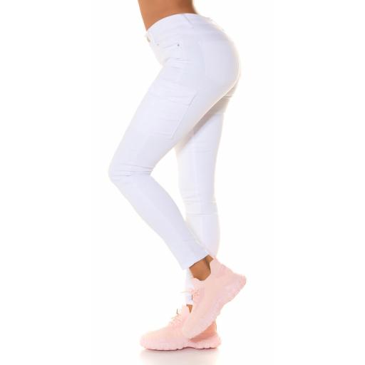 Jeans cintura alta estilo Cargo blanco [4]