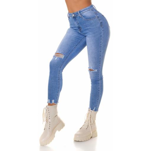 Jeans cintura alta rotos Push up azul [3]