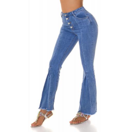 Jeans de cintura alta Acampanados azul [4]