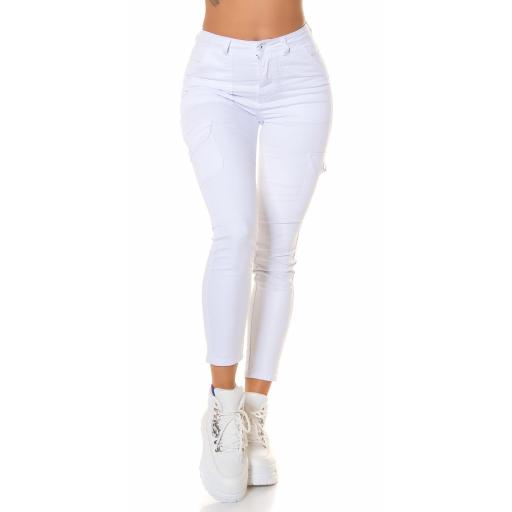 Jeans de cintura alta blanco estilo cargo [1]