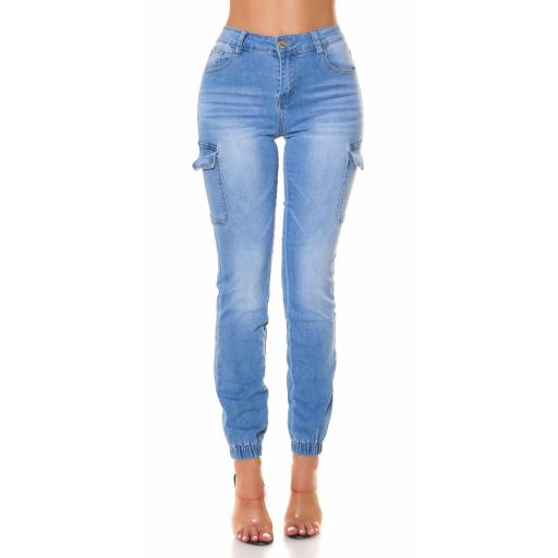 Jeans estilo cargo cintura alta azul [2]