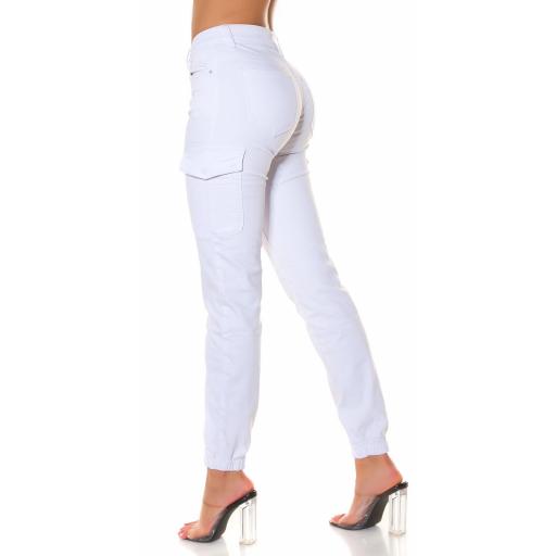 Jeans estilo cargo cintura alta blanco [4]