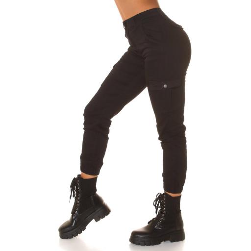 Jeans estilo cargo de cintura alta negro [3]