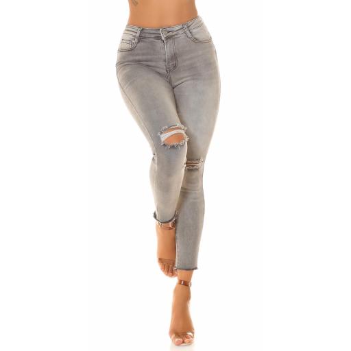 Jeans gris con rotos de cintura alta [3]