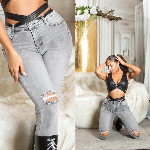 Jeans gris con rotos de cintura alta [14]