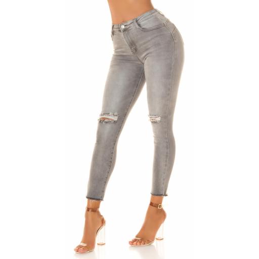 Jeans gris con rotos de cintura alta [2]