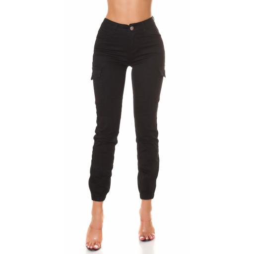 Jeans negro estilo cargo cintura alta [3]