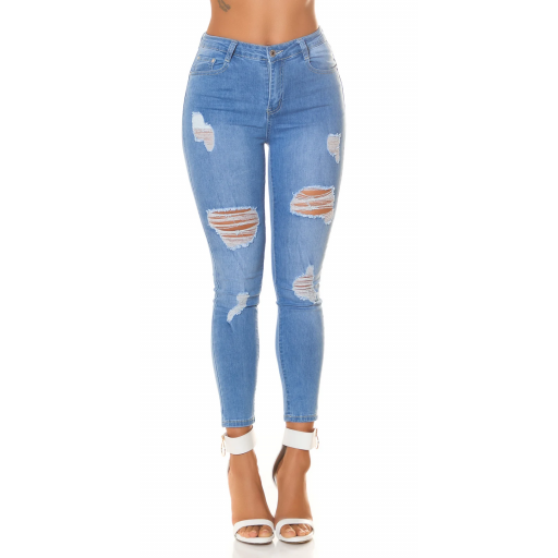 Jeans skinny azul cintura alta y rotos [10]