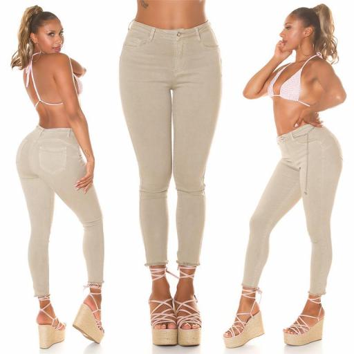 Jeans Skinny Beige Efecto Push-Up