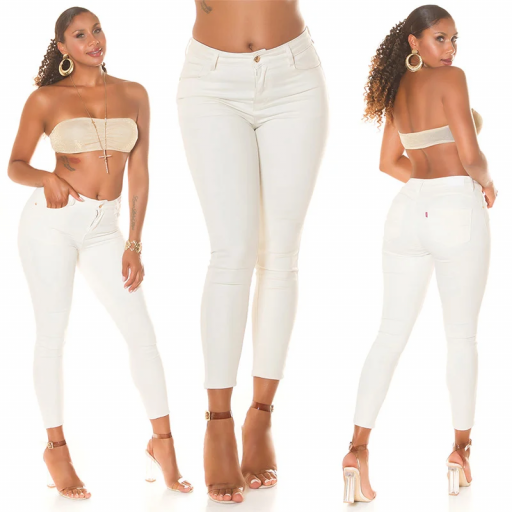 Jeans Skinny Beige Push-Up cintura alta