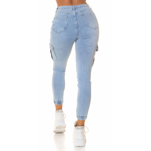 Jeans skinny cintura alta de cargo azul [1]