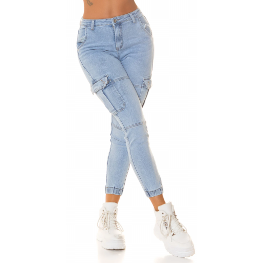 Jeans skinny cintura alta de cargo azul [4]