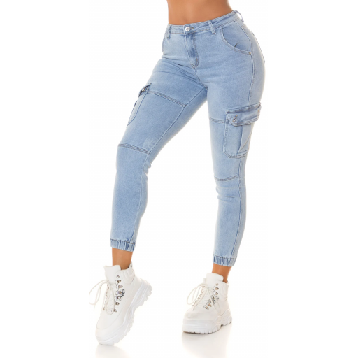 Jeans skinny cintura alta de cargo azul [2]