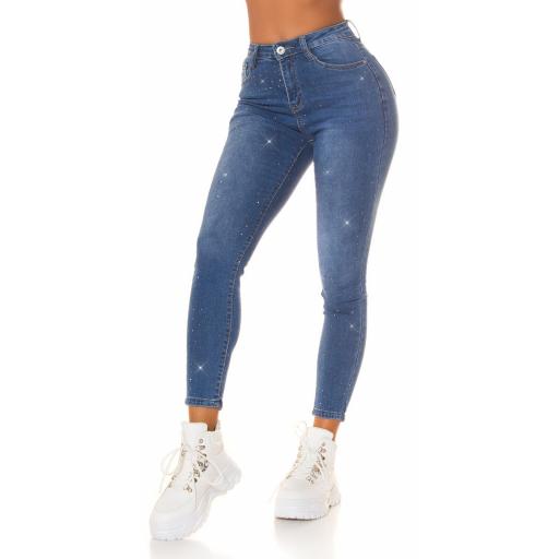 Jeans skinny de cintura alta con brillo [2]