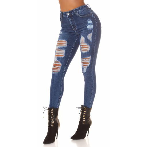 Jeans skinny desgastados azul oscuro [2]