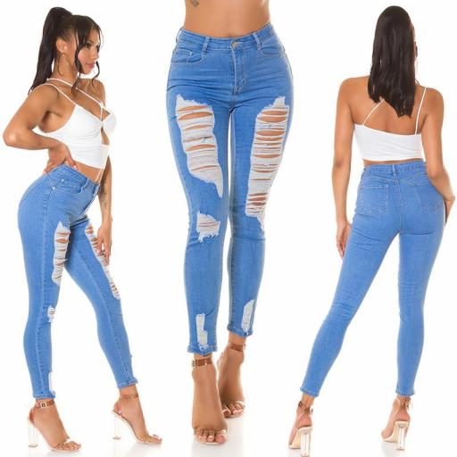 Jeans skinny efecto Push Up rotos azul