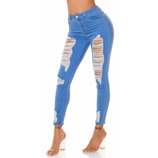 Jeans skinny efecto Push Up rotos azul [6]
