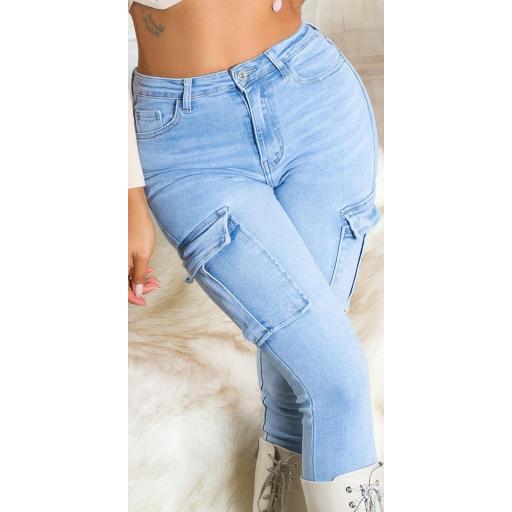 Jeans skinny estilo cargo cintura alta [14]