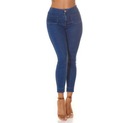 Jeans skinny y bolsillos delanteros azul [4]