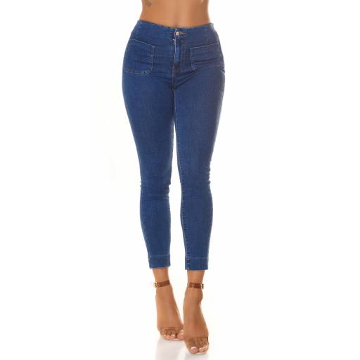 Jeans skinny y bolsillos delanteros azul [2]