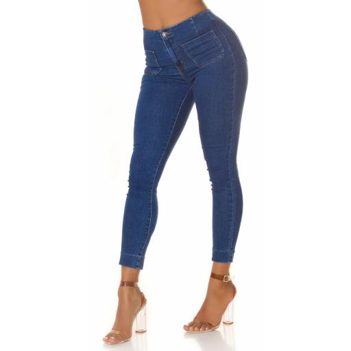 Jeans skinny y bolsillos delanteros azul [3]