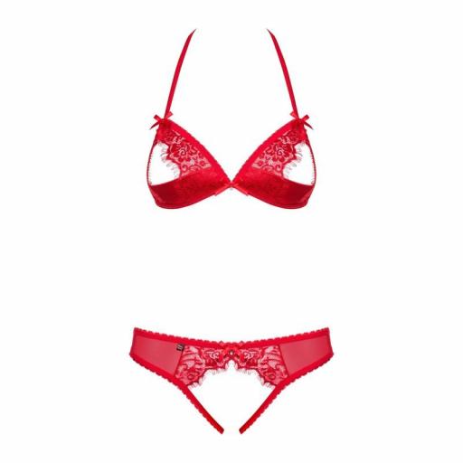 Juego seducción abierto de 2 piezas rojo [4]