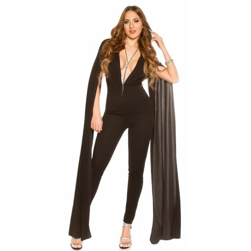 Jumpsuit V cut mangas XL negro [5]