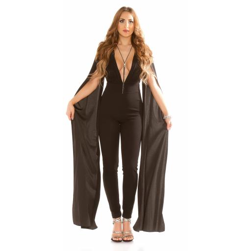 Jumpsuit V cut mangas XL negro [13]