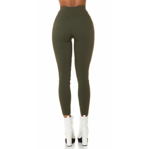 Leggings de moda de Cintura Alta Khaki  [4]