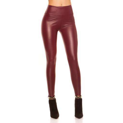 Leggings térmicos piel imitación burdeos