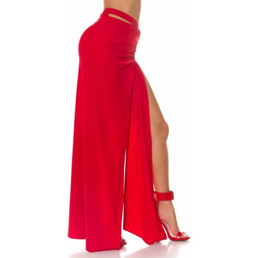 Maxi falda con abertura en rojo [2]