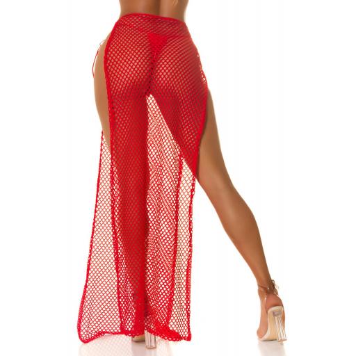 Maxi falda rojo de red cover up [6]