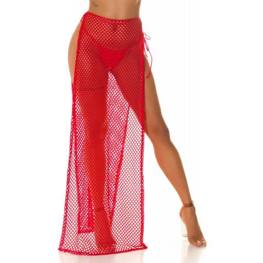 Maxi falda rojo de red cover up [2]