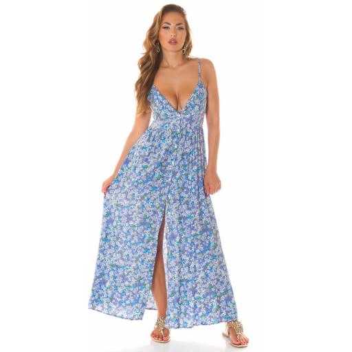 Maxi vestido azul con estampado floral [3]