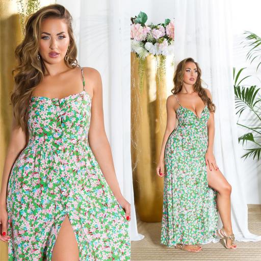 Maxi vestido con estampado floral verde [7]