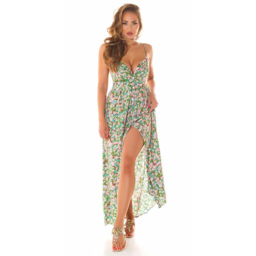 Maxi vestido con estampado floral verde [4]