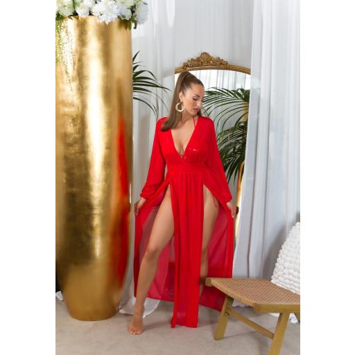 Maxivestido cover up chic rojo [5]