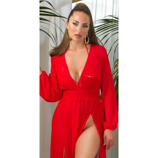 Maxivestido cover up chic rojo [7]