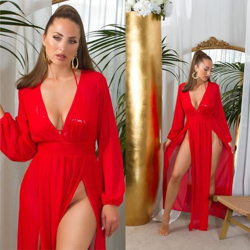 Maxivestido cover up chic rojo [2]