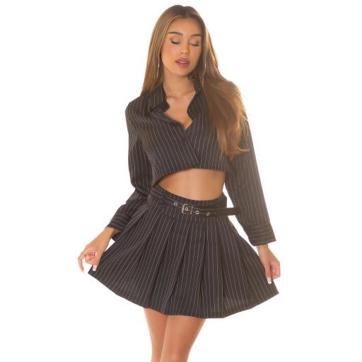 Mini falda negra elegante con pliegues [2]