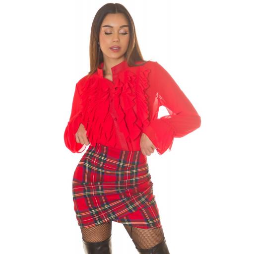 Minifalda escocesa drapeado rojo [3]
