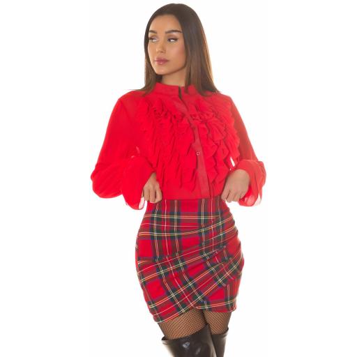 Minifalda escocesa drapeado rojo [1]