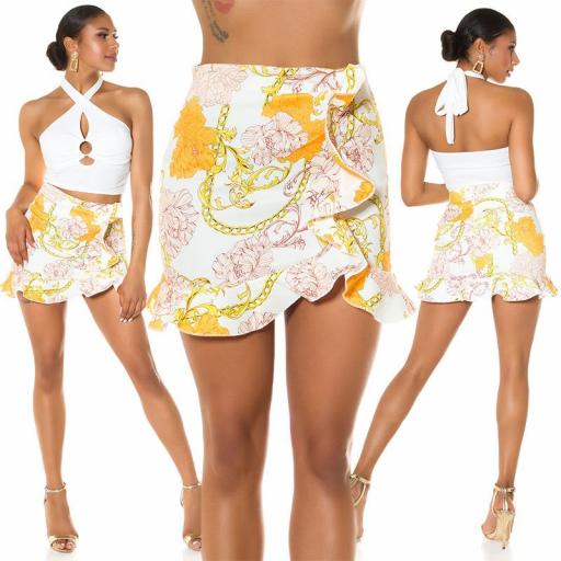 Minifalda estampada amarillo de moda [0]
